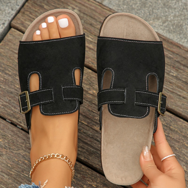 Damen Sandalen mit dickem Fußbett, klassisch, für den Strand, flach, für den Sommer, lässig, rutschfest, mit Fußgewölbeunterstützung_voghion.com