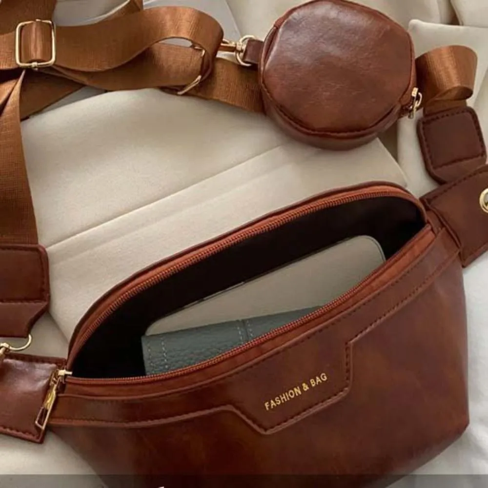 Marsupio da corsa di grande capacità, stile coreano, con portamonete e tracolla a mezzaluna, in PU, di design, per studenti_voghion.com