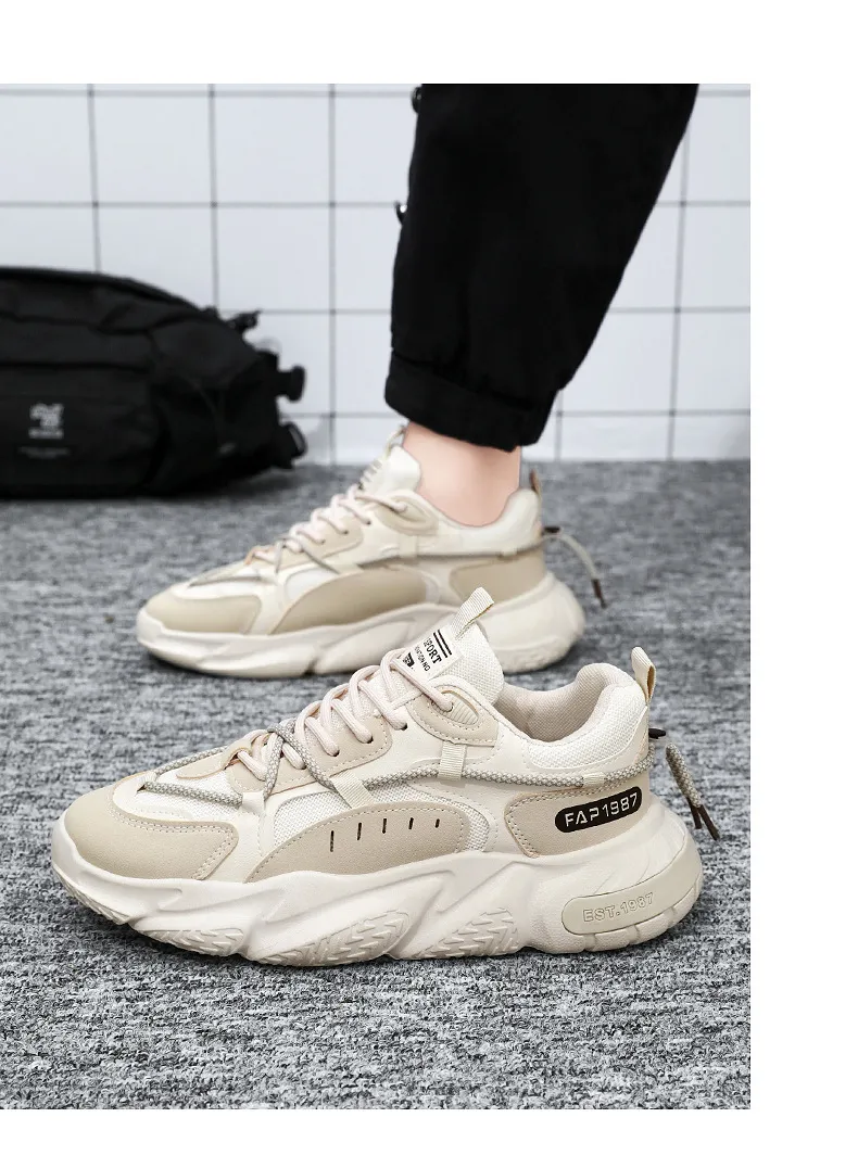 Pantofi sport pentru bărbați, negri, cu aspect de plasă, respirabili și greoi, model modern, interior versatil, sport, sport, alergare, transport gratuit_voghion.com