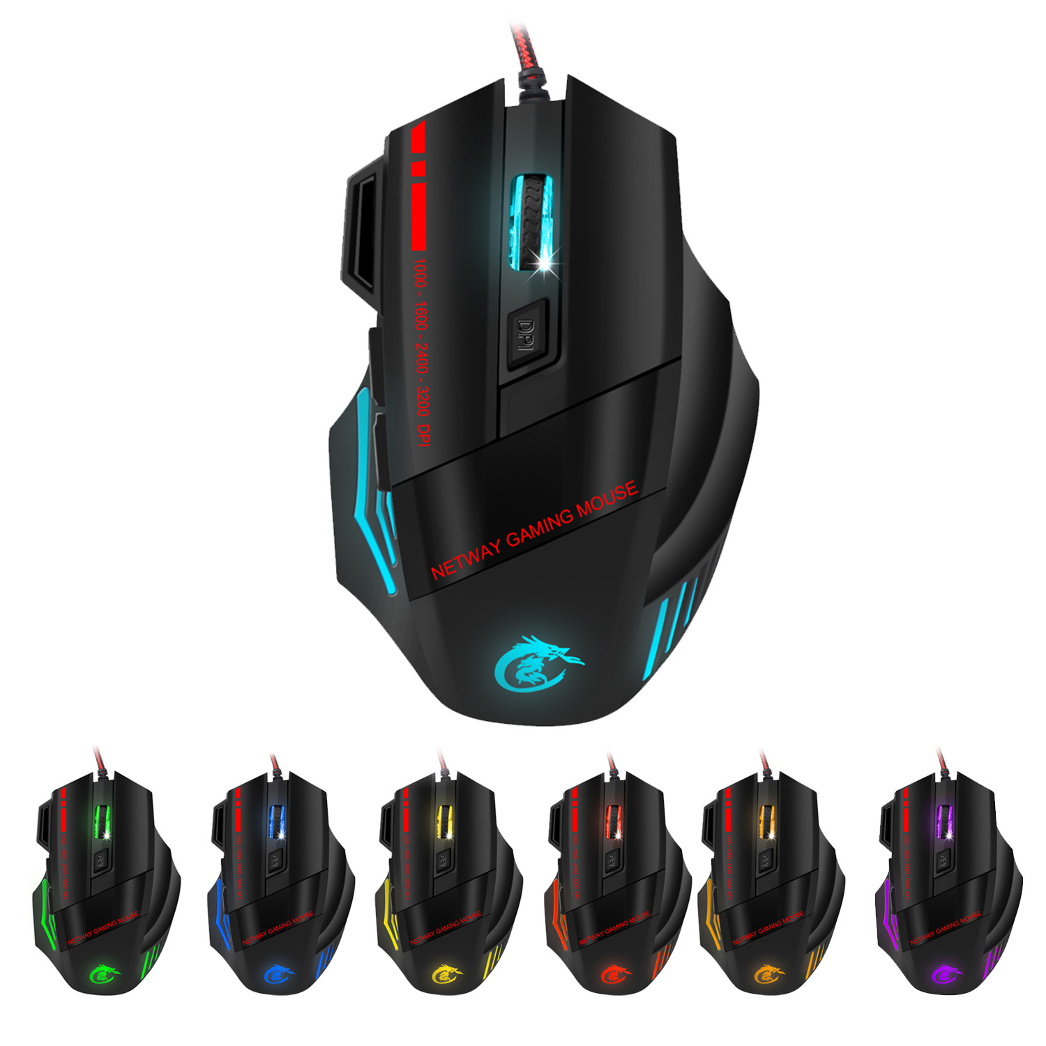 Colorful 7D glowing game mouse wired MOUSE 3200dpi firepower key batch 7_voghion.com