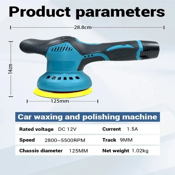 Cordless Car Polisher 8 Speed Adjustable Wireless Buffer Machine_voghion.com