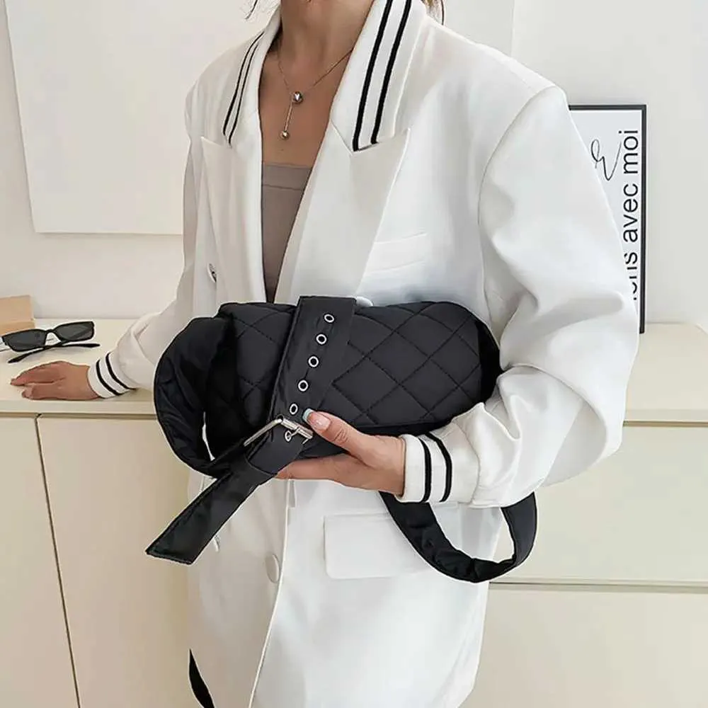 2023 Autunno Inverno Nuovo Sotto le ascelle per le donne Borse a tracolla imbottite in cotone scozzese Borse trapuntate alla moda Ragazze Casual_voghion.com