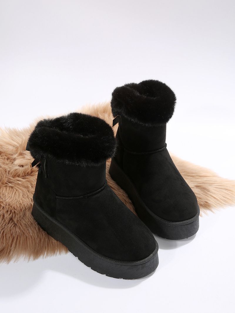 Foreign trade cross border winter new snow women's bottom bow leisure plus veet thick warm non slip cotton boots_voghion.com