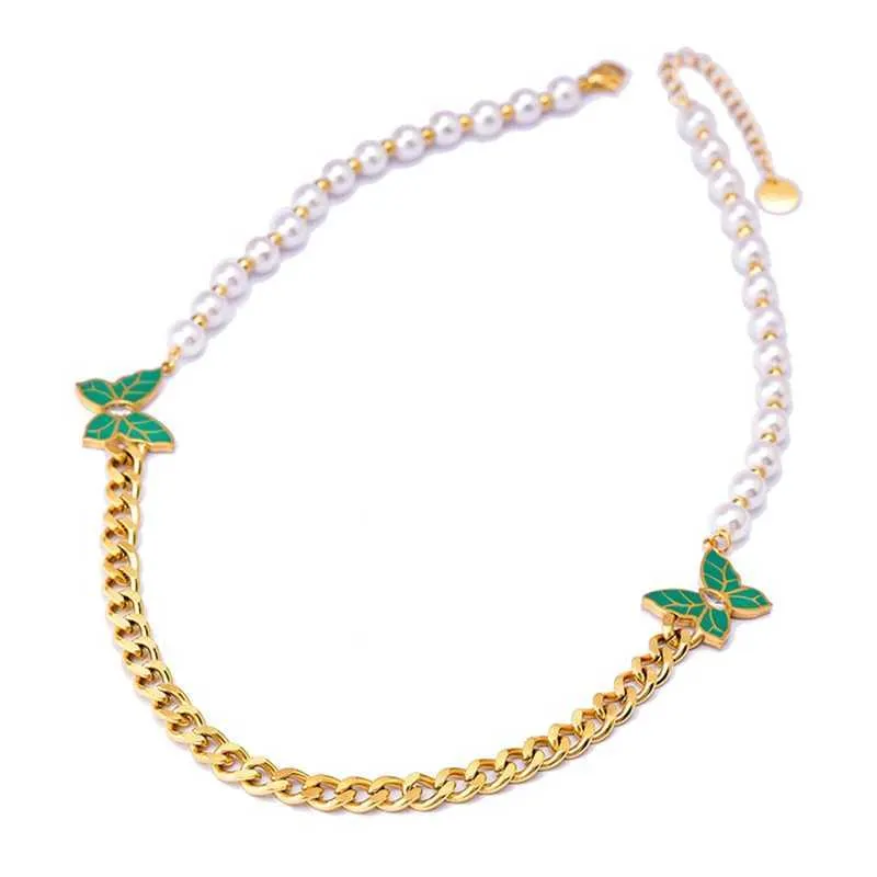Set gioielli farfalla perla acciaio inossidabile zircone_voghion.com