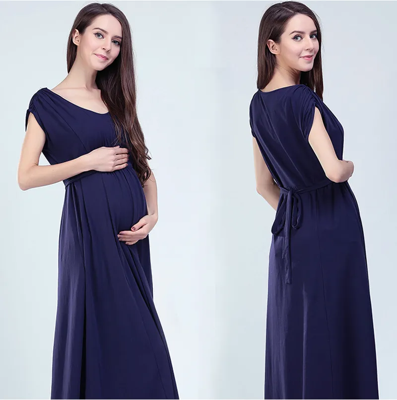 Emotion Moms 2024 Spring Summer Maternity Clothes Dress Casual Sexy V Neck For Pregnant Women LJ201114_voghion.com