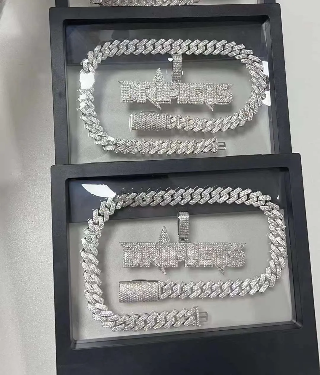 QianJian neue mode 9 zoll hip hop schmuck cuban link kette sterling splitter armbänder moissanite diamant_voghion.com