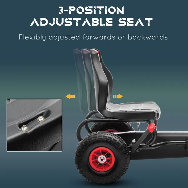 Aosom Kids Pedal Go Kart Ride-on Toy With Ergonomic Comfort, Pedal Car With Tough, Wear-Resistant Tread, Go Cart Kids Car For Boys & Girls With_voghion.com