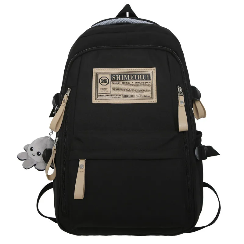 Mochila escolar de color liso, sencilla, para primavera y verano, para ordenador, viajes y ocio, de gran capacidad._voghion.com