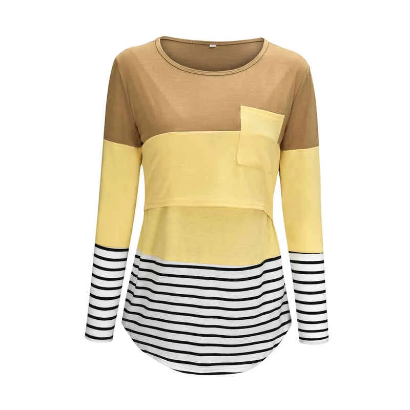 Frauen Schwangere Mutterschaft Kleidung Stillen Tops Stillen Gestreiften T-shirt Mama Langarm S/M/L/Xl/Xxl L220801_voghion.com