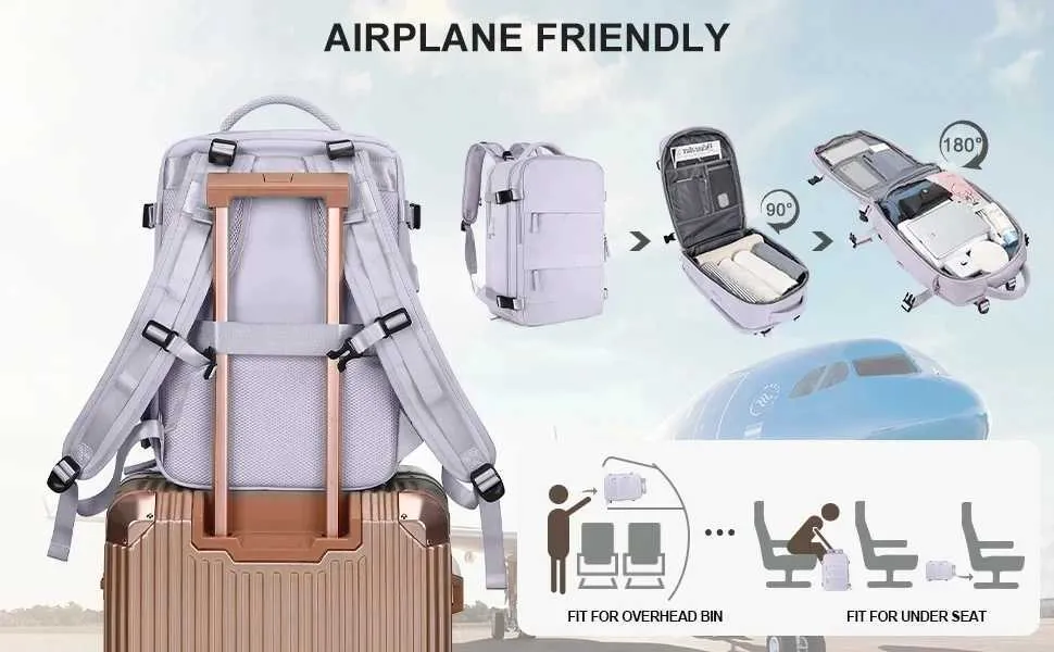 Women Travel Cabin Backpack 40x35x20 Airplane Large Capacity Waterproof Casual Bag School Suitcase Laptop_voghion.com