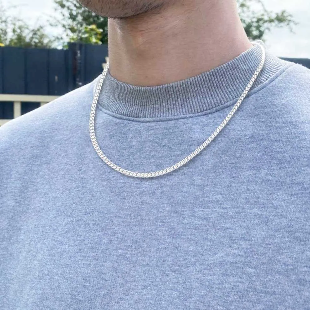 Collana con catena cubana con chiusura in argento Sterling OCHCOH da 3/3,5/4/5/7 mm per uomo e donna, 16, 18, 20, 22, 24, 26, 28, 30 pollici_voghion.com