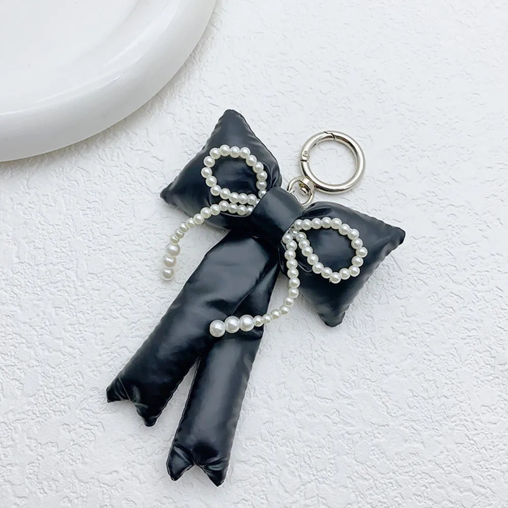 Portachiavi con fiocco 3D coreano Y2K, alla moda, semplice, con perle, ciondolo per borsa, decorazione da appendere alla borsa per ragazze_voghion.com