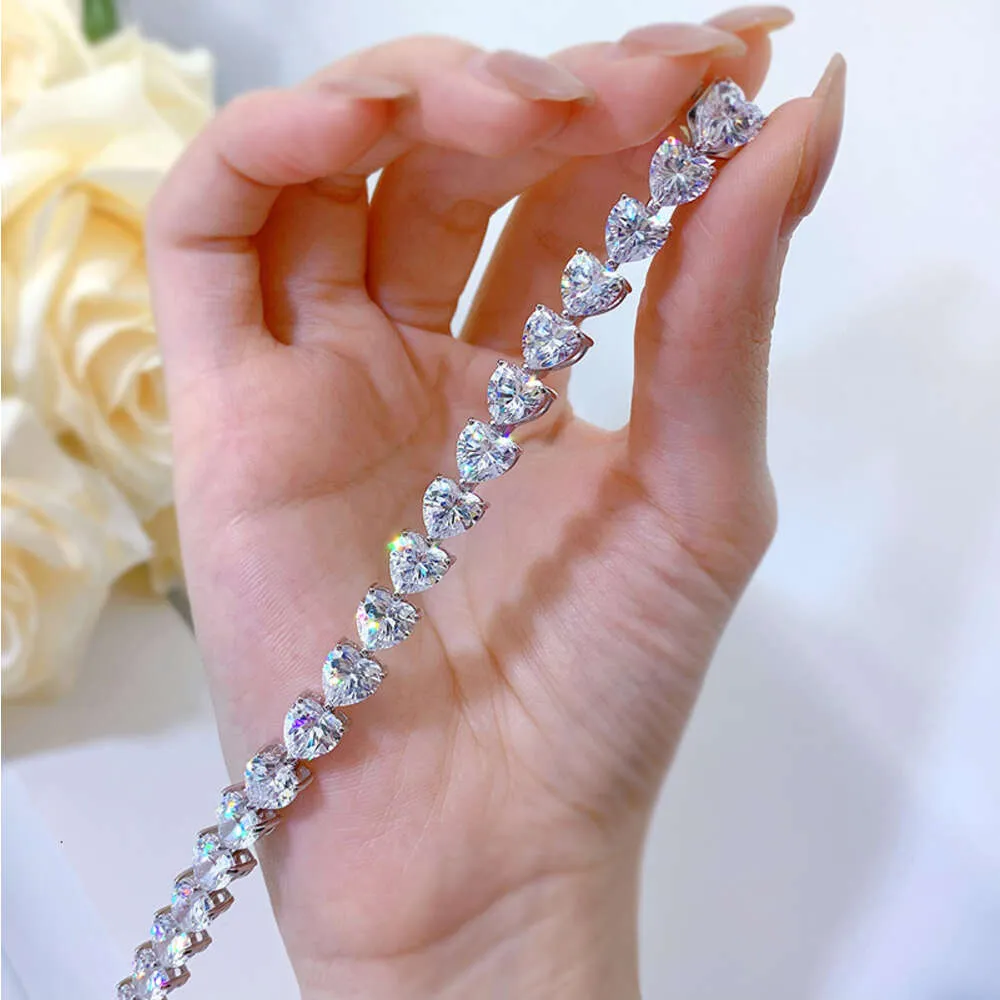 Smykker S Sterling Sier Full Diamond Heart Armbånd Mote Ins Stil_voghion.com