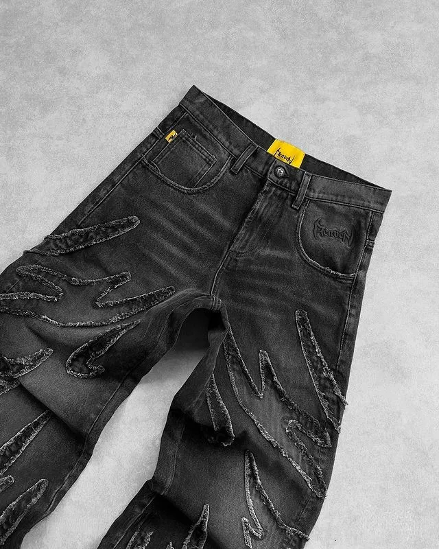Baggy Jeans voor Heren Y2k Hip Hop Distressed Retro Zwarte Broek Oversized Borduurwerk Haruku Gothic Wijde Pijpen Broek_voghion.com