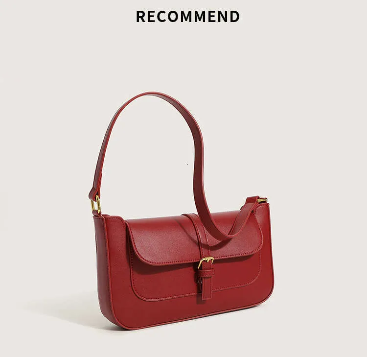 Rote Leder Schulter Mode Handtaschen Für Frauen 2024 Designer Kleine Weibliche Taschen Damen Geldbörse_voghion.com