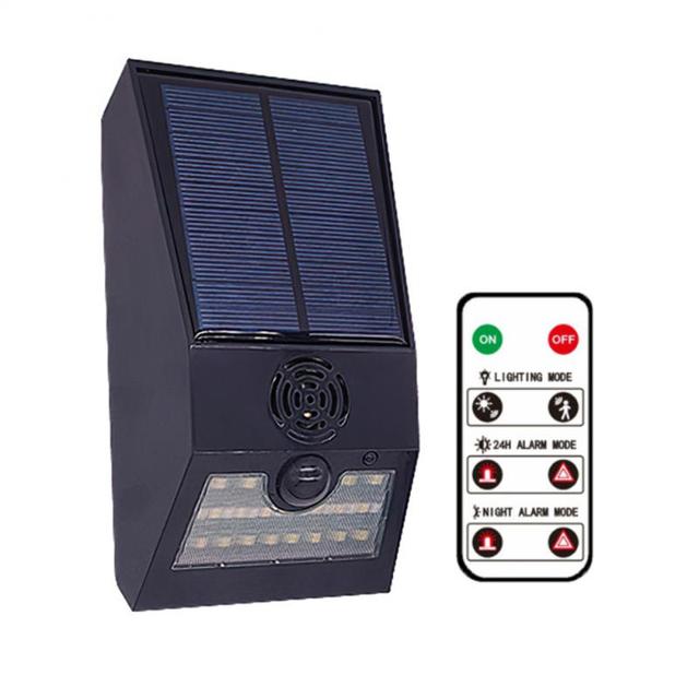 LED Solar Alarm Væglampe Trådløs Bevægelsessensor LED Advarselslys Sikkerhedslampe Strobelys Fjernbetjening Udendørs Have_voghion.com