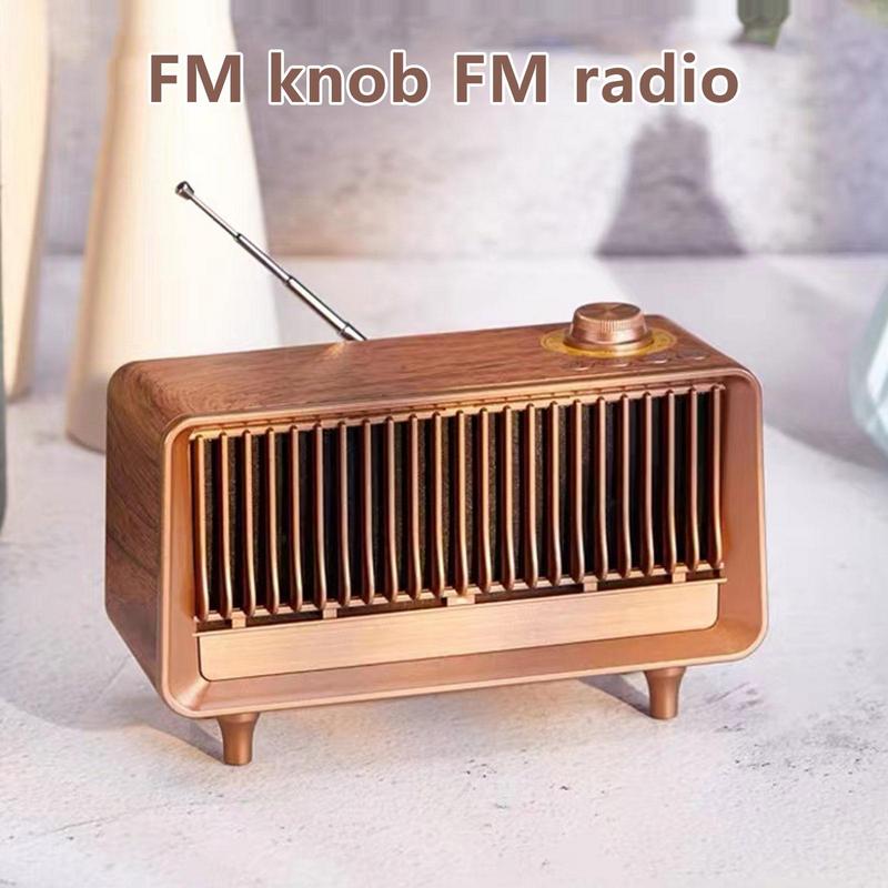 Retro Wood Blutooth Radio with Builtin Speakers, Elegant & Vintage Design Rotary AM/FM Tuning Dial Home Table Decoration_voghion.com
