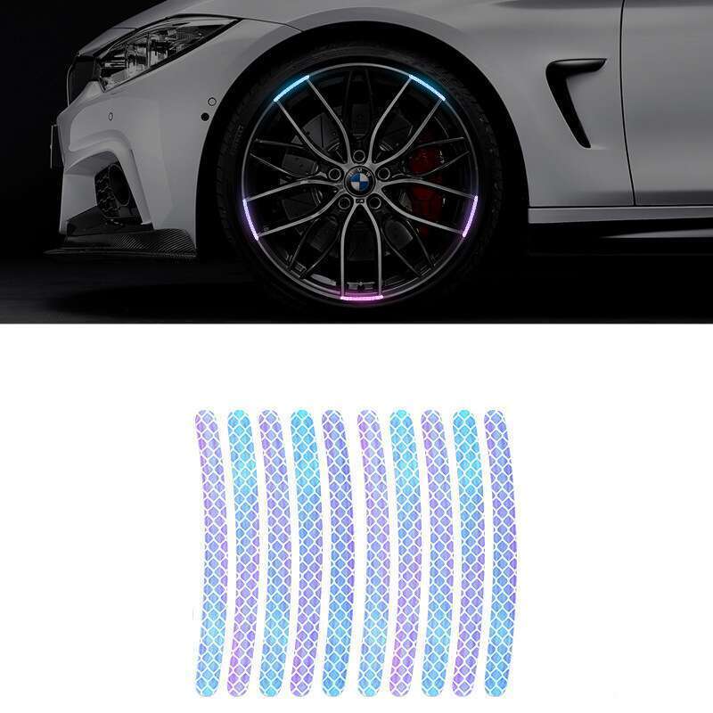 Autocolant anti-coliziune cu butuc roată auto, reflectorizant, cu șapte culori laser, luminos, cu creativitate personalizată, pentru motocicletă_voghion.com