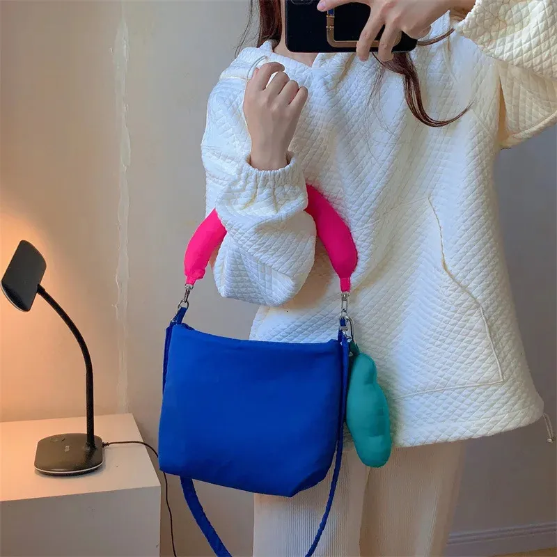 Moda Colori Contrastanti Qualità Tessuto Piumino Borsa Spazio Imbottito Cuscino Quadrato Spalla Tracolla Borse per Donne Borsa_voghion.com
