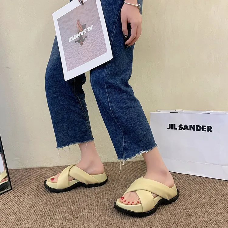 2022 Nw Womn Non-slip Platform Slipprs Summr Comfortabl Bach slids Woman Fashion Thick Sol outdoor sandals_voghion.com