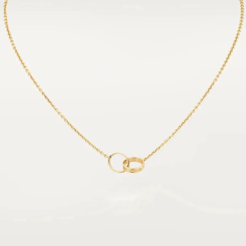 Double Loop Pendant Necklace For Women Elegant Titanium Steel_voghion.com