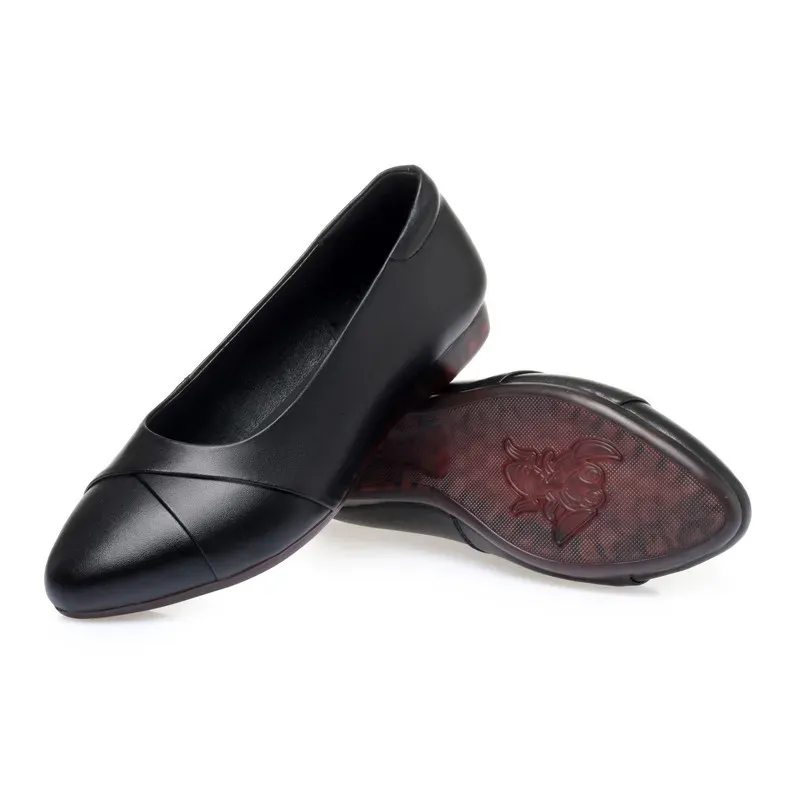Genuine Leather Women's Loafers Comfortable Slip-on Ballet Flats_voghion.com