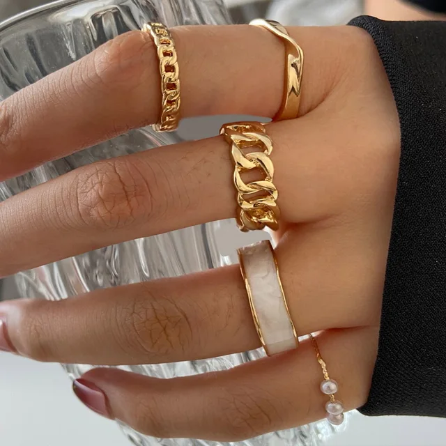 2025 New Arrivals Bohemian Geometric Rings Sets Gold Color Crystal Star Moon Flower Butterfly Knuckle Finger Ring Set For Women Fashion_voghion.com