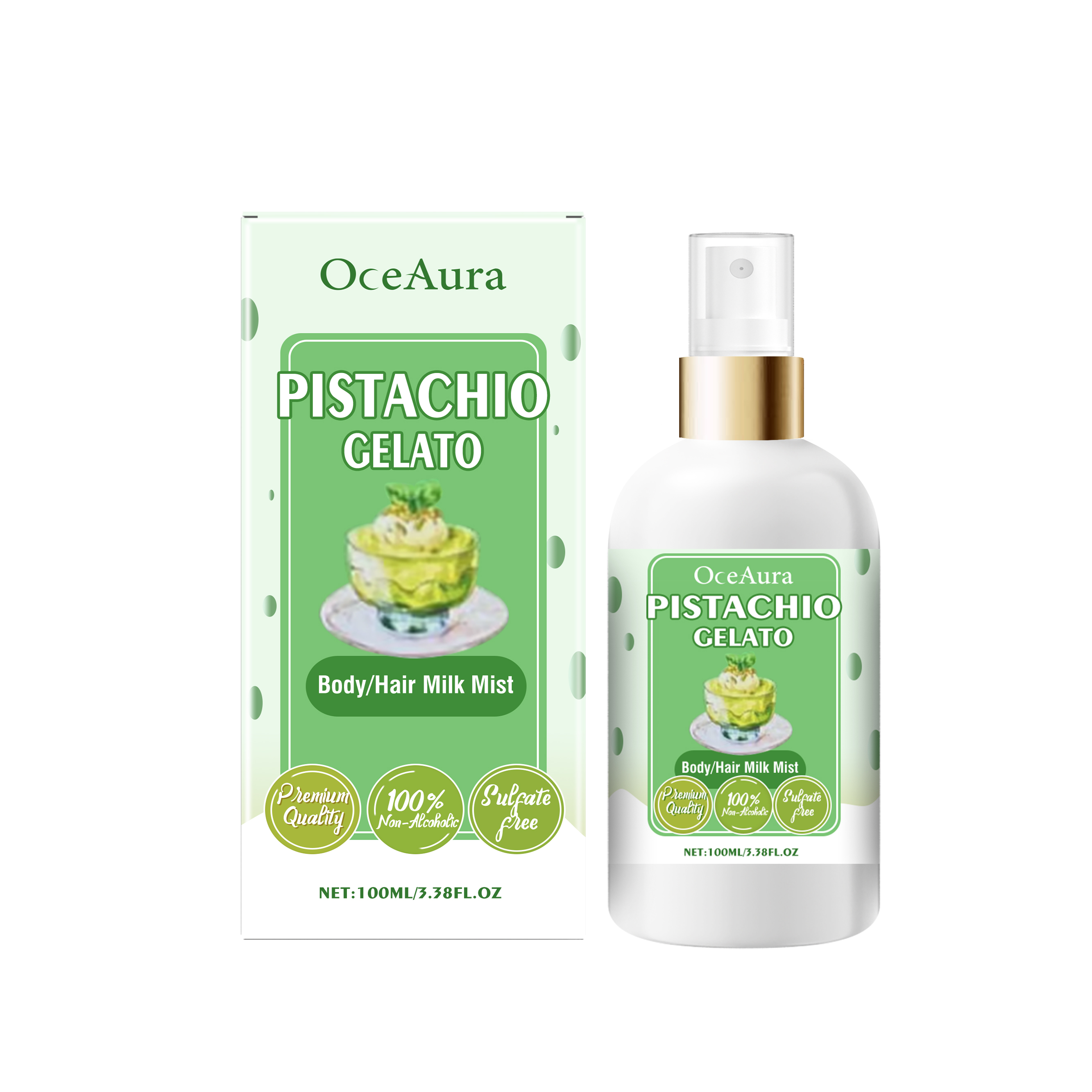 OceAura Body Moisturizing Spray (Pistachio Celato), Moisturizing And Refreshing All Over Hair Treatment Spray_voghion.com