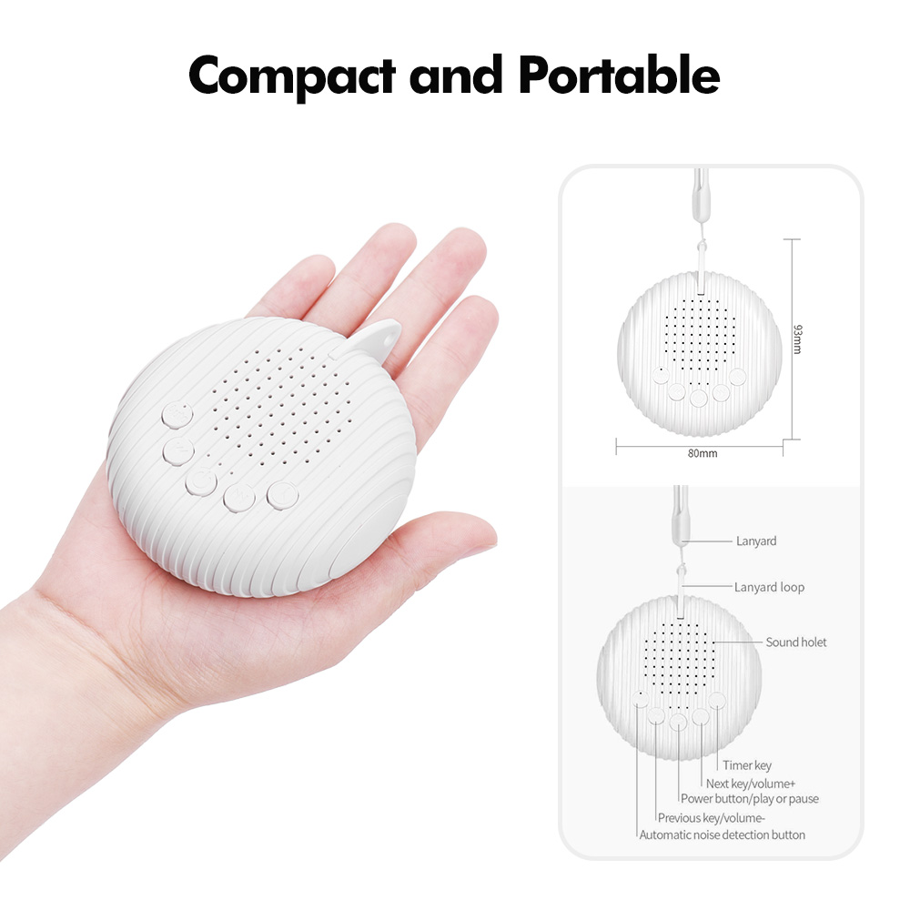 Baby White Noise Machine USB Rechargeable Timed Shutdown Sound Machine Sleep Soother Relaxation Monitor For Baby Adult Office_voghion.com