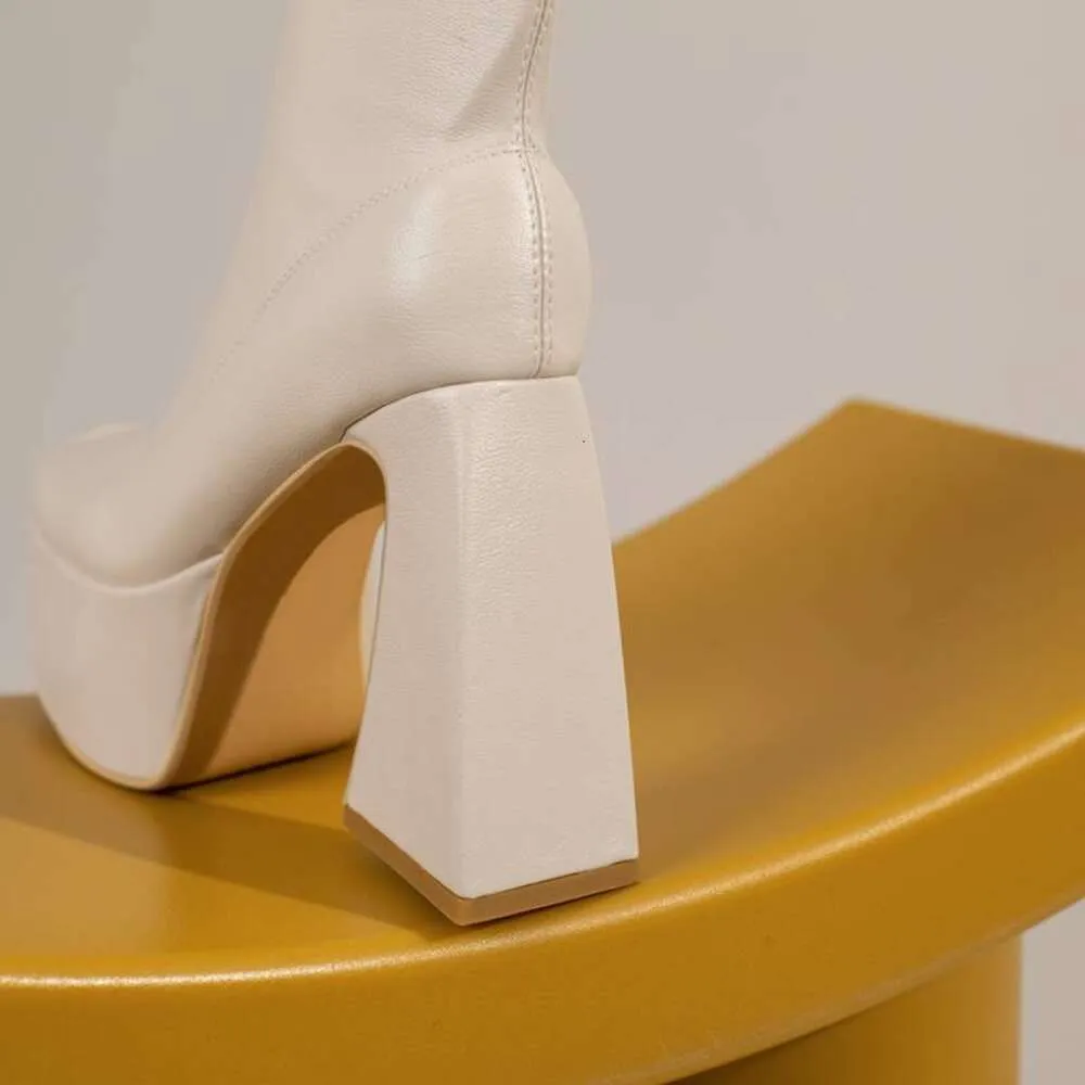 Brandneue Herbst-Winter-mittlere Wadenstiefel Punk Goth klobige Plattform High Heels Motorrad lange Booty Damenschuhe große Größe_voghion.com