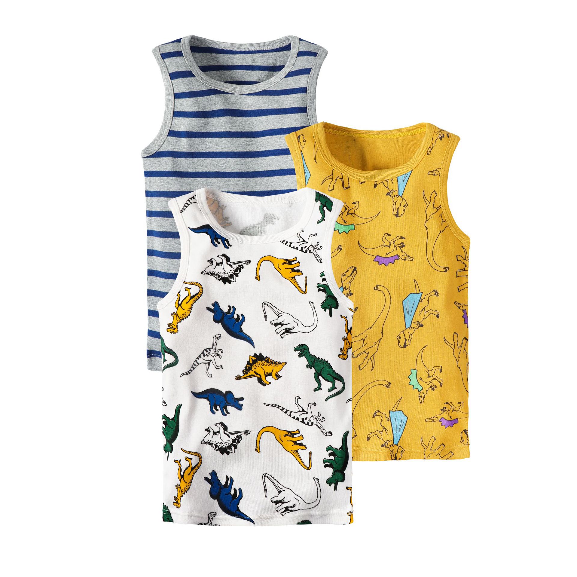 Mother&Kids Children's vest pure cotton summer pure cotton breathable cartoon dinosaur print baby girls wear cotton boys small vest_voghion.com