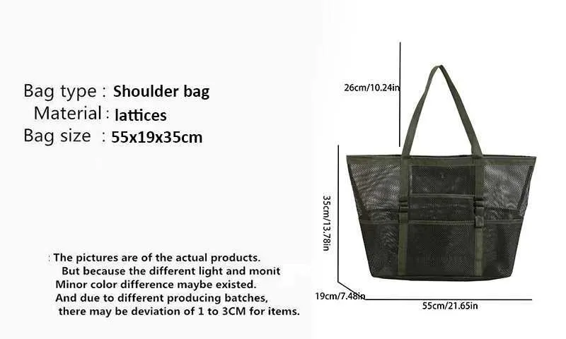 Hollow large capacity makeup storage womens multifunctional mesh shoulder travel transparent beach bag Y241011_voghion.com