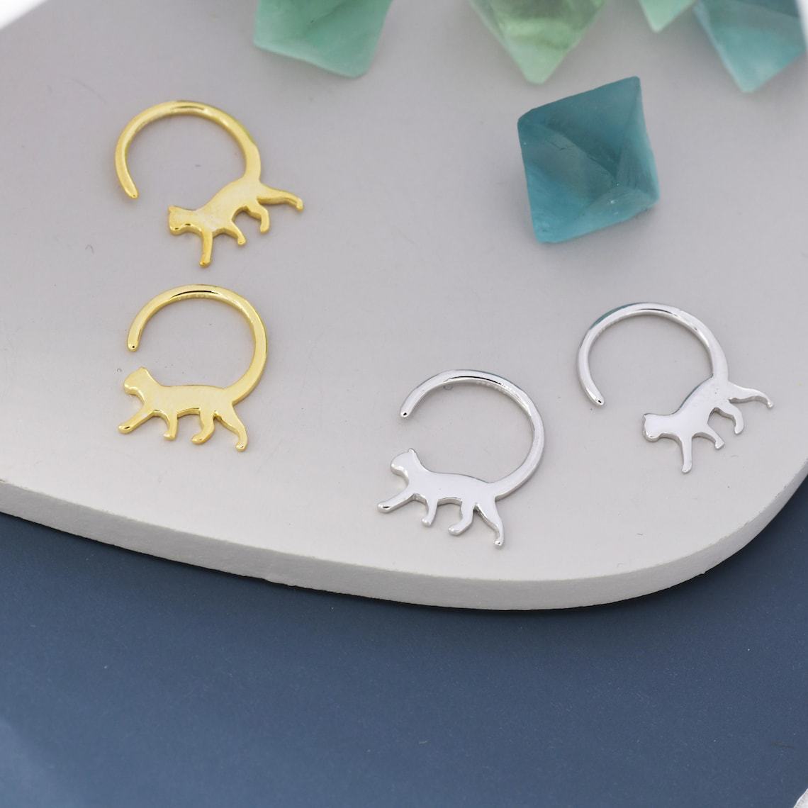 Mini-Katzen-Creolen in Silber oder Gold_voghion.com