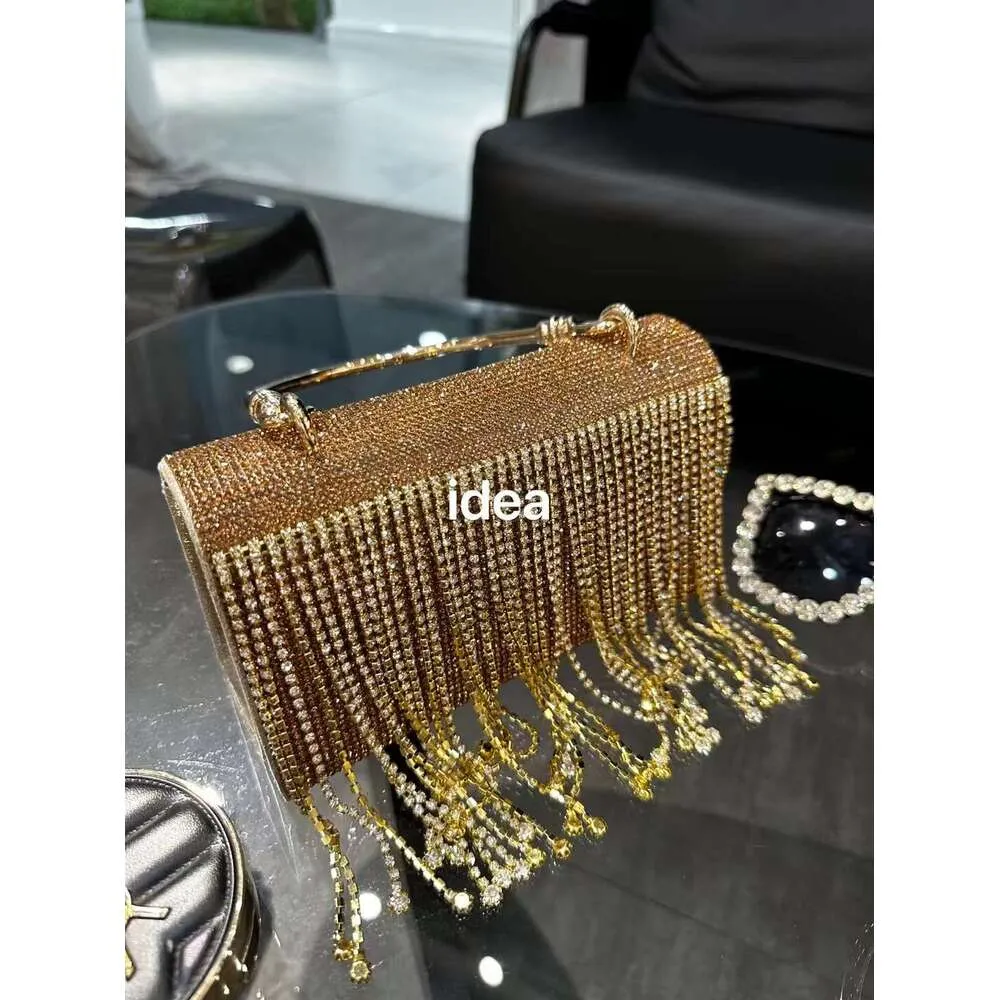 Long Tassel Glitter Shiny Rhie Dias Evening Wedding Party Clutch Purse Women Handbag Messenger Bag_voghion.com