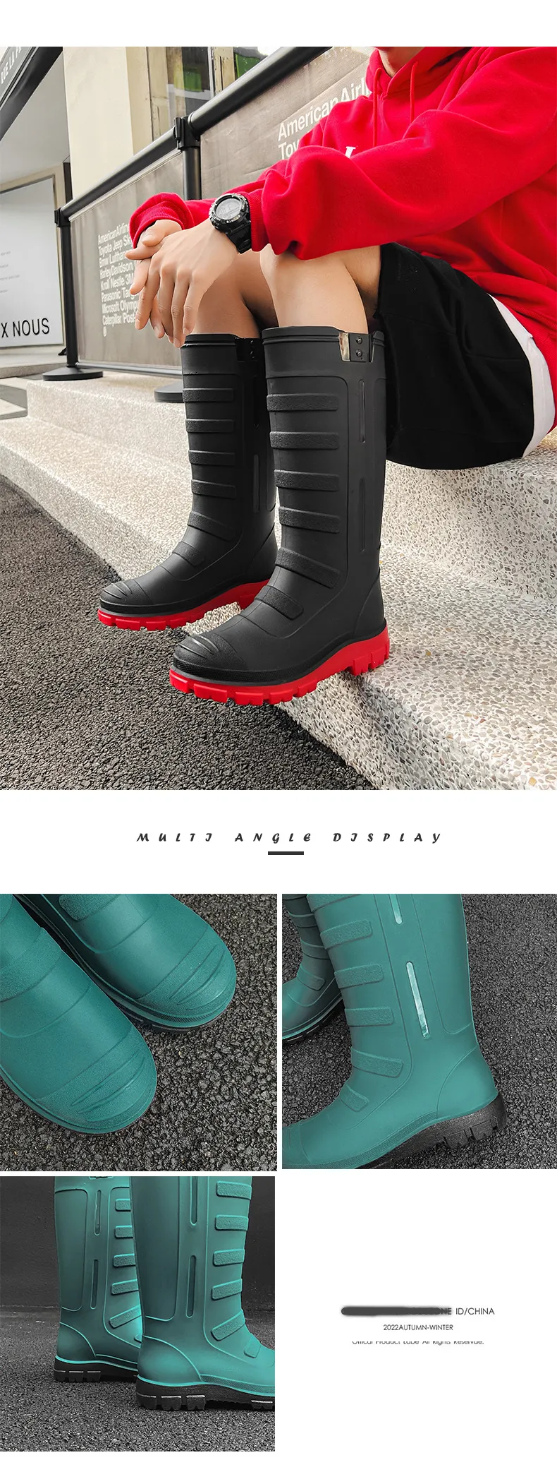 Unisex Rubber Shoes Men and Women Mid Calf Waterproof Work Safety Rain Boots Fishing Husband Botas Para Lluvia_voghion.com