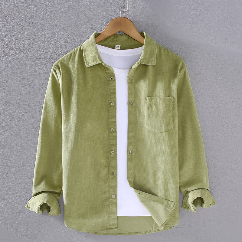 Frühling und Herbst Reine Baumwolle Cord Langarm Hemd Männer Gestreiften Samt Hemd Jugend Freizeit Lose Herren Mantel Langarm Top_voghion.com