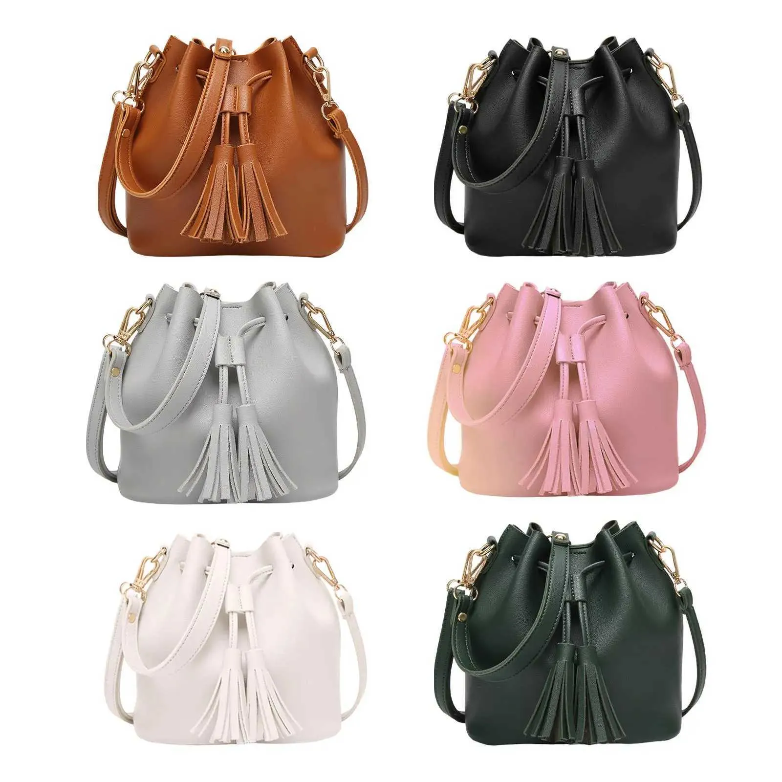 Womens Bucket Hobo Drstring Shoulder Ladies Handbags PU Leather Satchel 2 Way Bag for Winter FemaleC241104_voghion.com