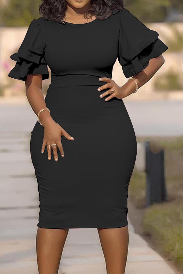 Schlankes, einstufiges Pendlerkleid für Damen in Übergröße_voghion.com