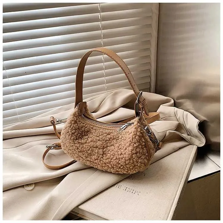 Women Fashion Lamb Fleece Mini Handbag Solid Soft Casual Crossbody Pack Female Versatile Leisute Cute Messenger Shoulder_voghion.com