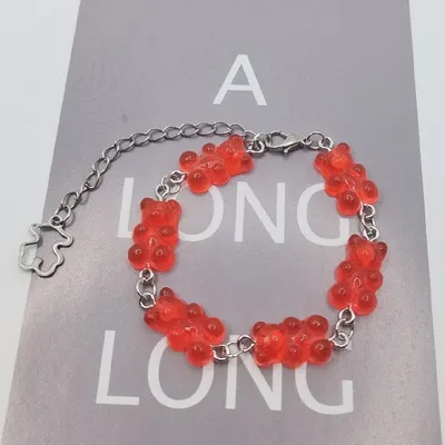 Pulseras de eslabones con bonitos ositos de goma, cadena de acero inoxidable, colgantes, dijes para mujeres, hombres, muñecas, tobillos, joyería para niñas._voghion.com