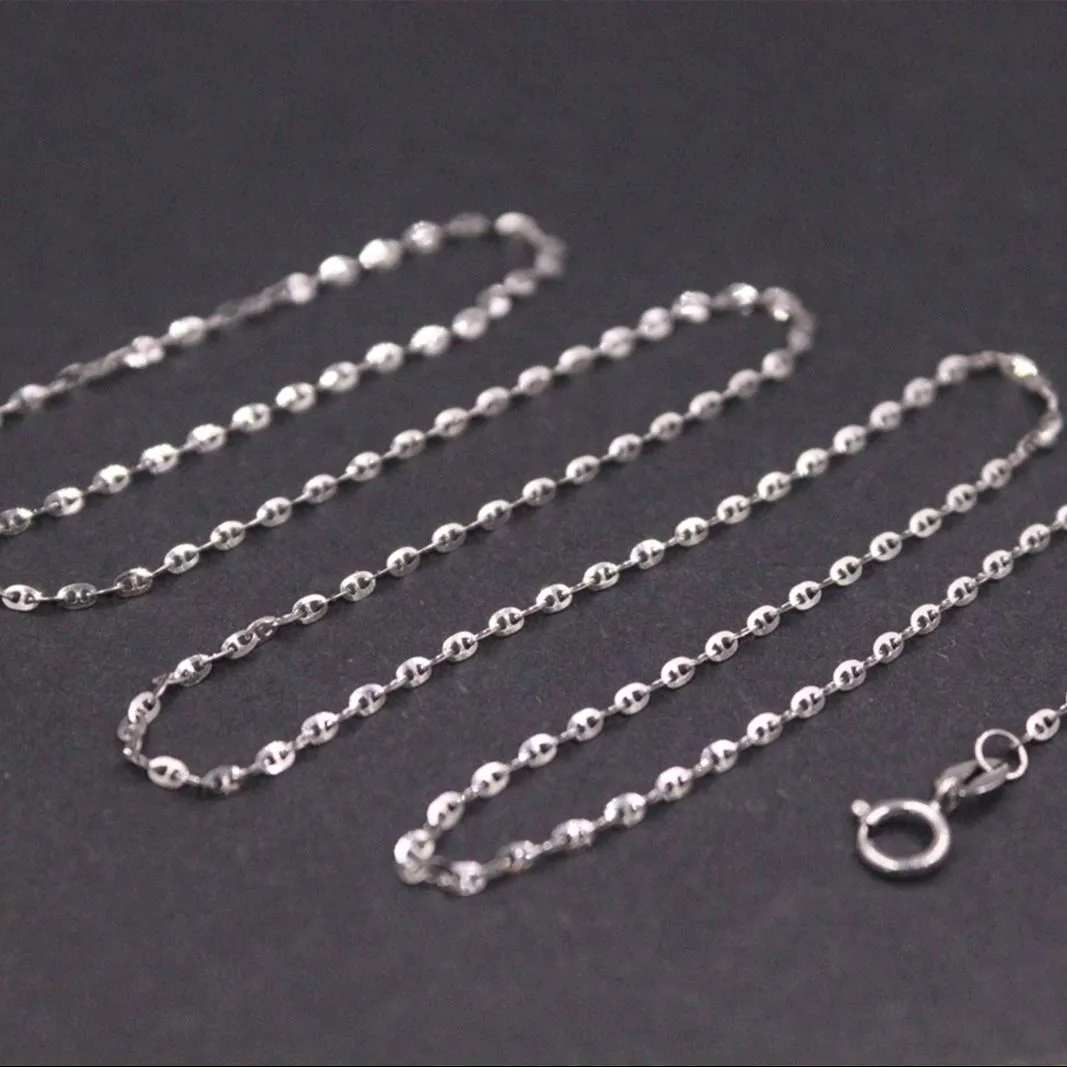 Catene in oro bianco massiccio puro Lucky 1,5 mm Collana con maglie ad ancora 1,8 g 17,9 pollici L_voghion.com