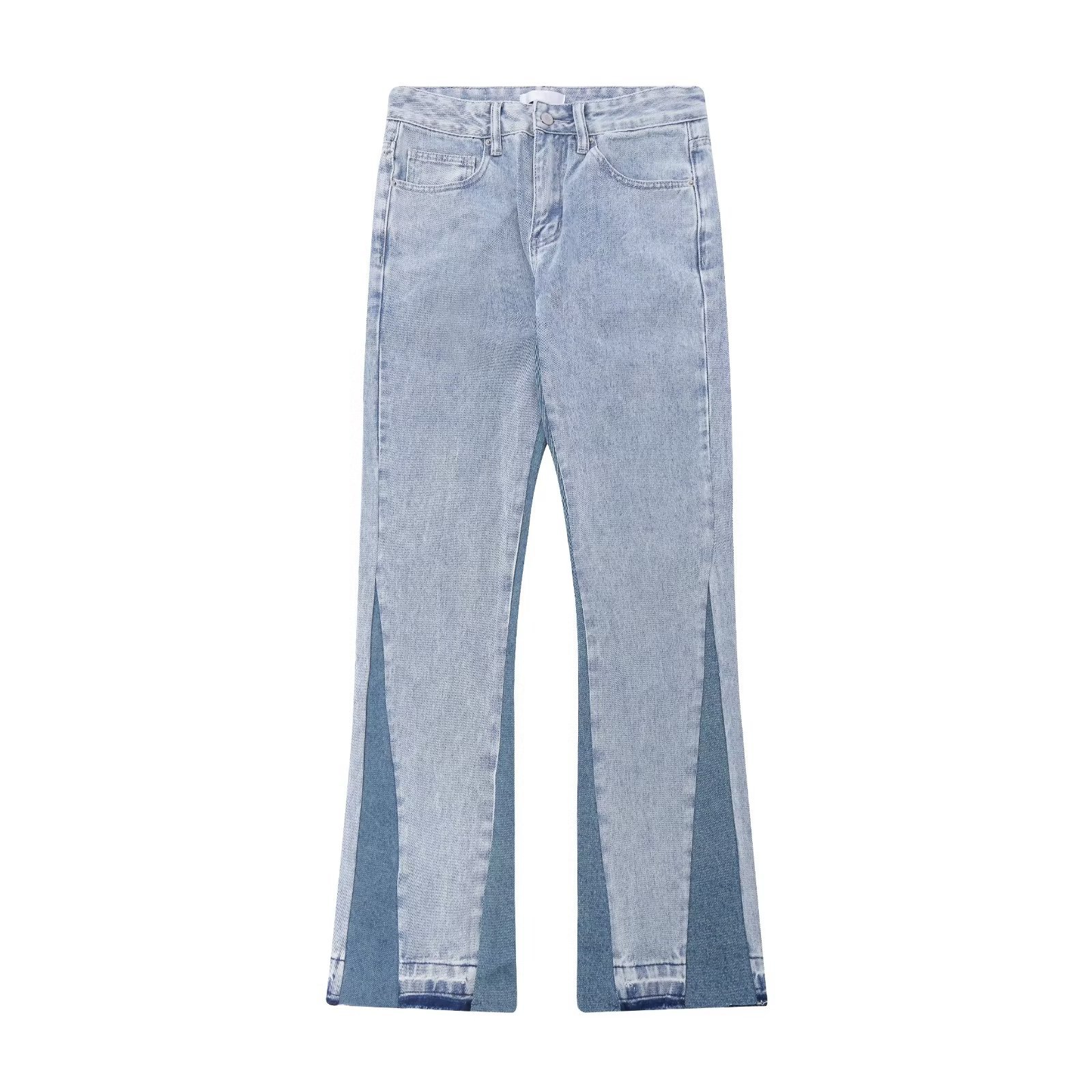 Vêtements pour hommes High Street Coutures Jeans délavés de couleur claire Pantalons droits tendance Hiphop pour hommes Design de niche Décontracté