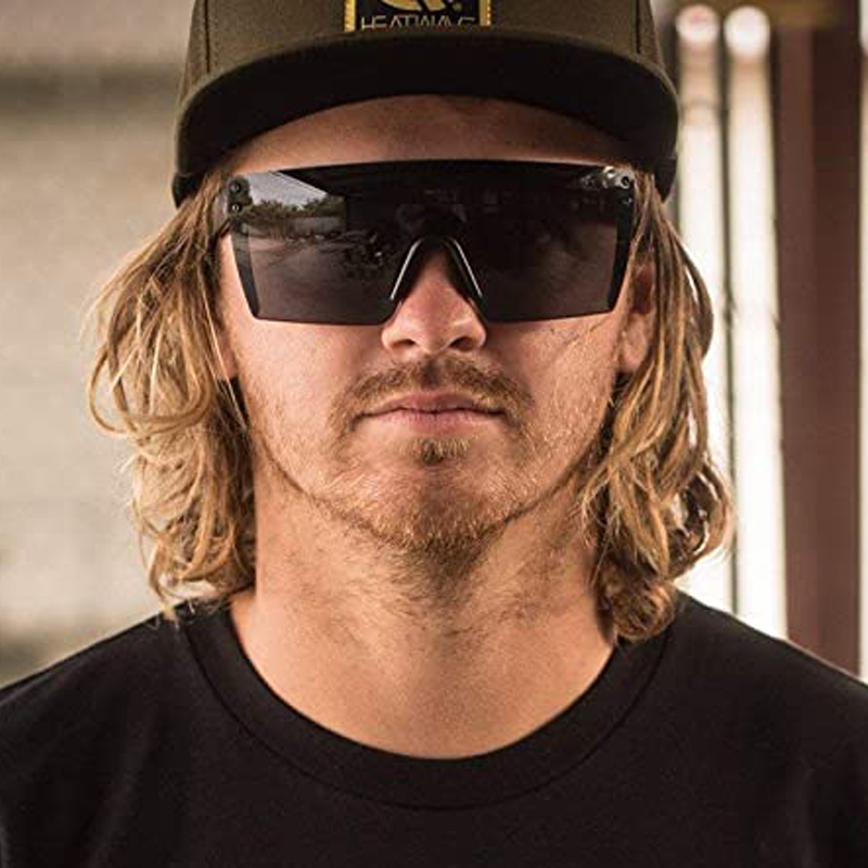 NUOVO MARCHIO Lente verde a specchio Heat Wave Occhiali da sole da uomo Occhiali sportivi Protezione UV400 con custodia_voghion.com