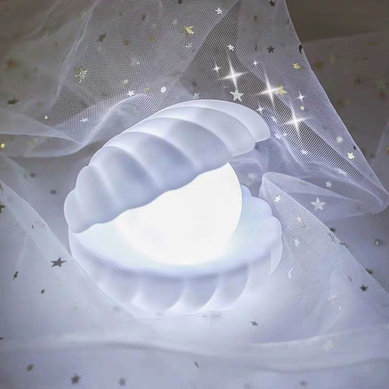 Lámpara LED con forma de concha coreana, luz de noche creativa para dormitorio, decoración de habitación de niñas, bonita decoración para habitación de niños_voghion.com