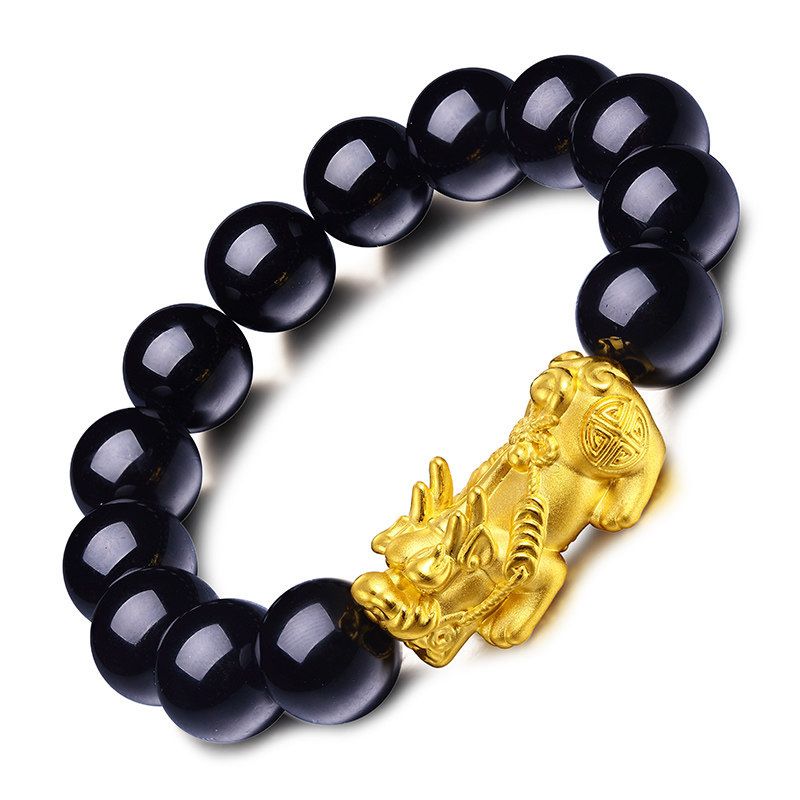 Gioielli e accessori Bracciale Brave Bracciale da uomo in sabbia 3D con perline di ossidiana in oro duro Un negozio di regali Spell A Lot Of_voghion.com