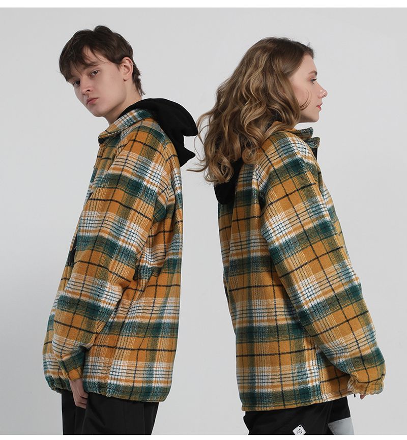 New winter wear men's snowboard double board warm plaid shirt women's ski hoodie couple_voghion.com