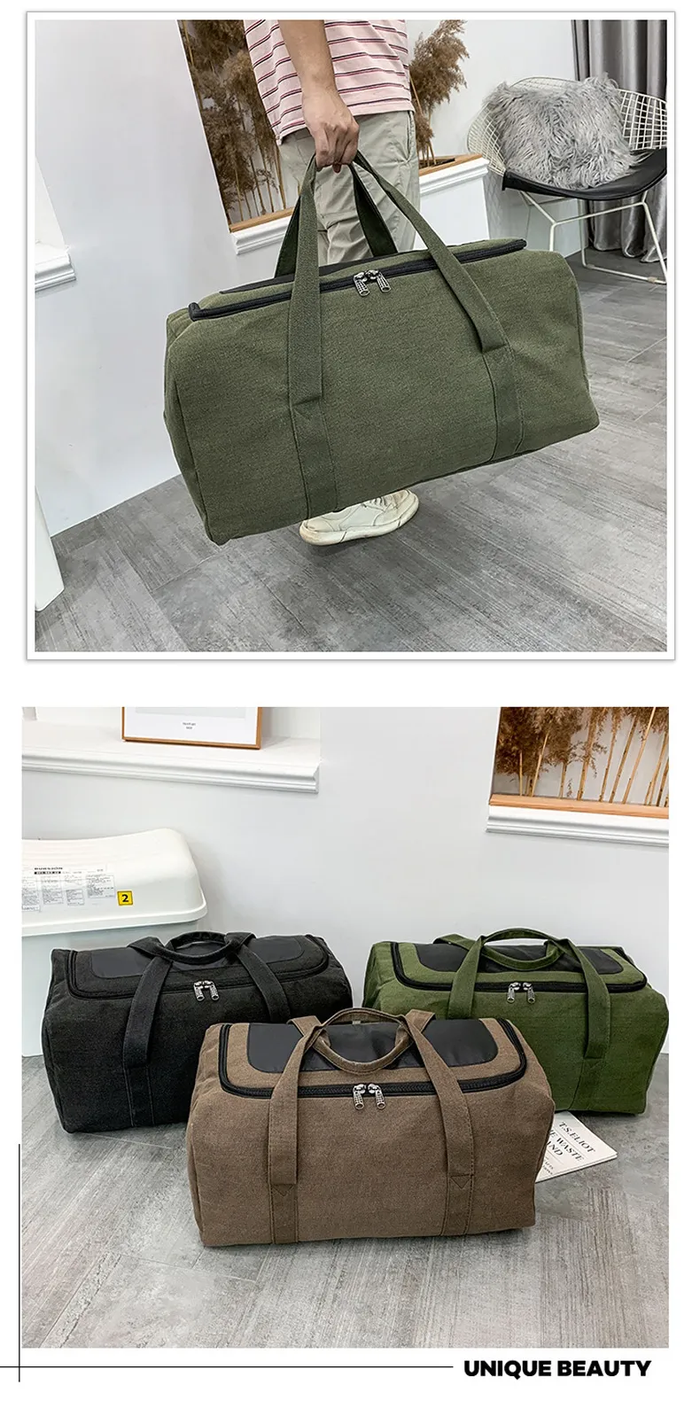 Canvas Travel Bag Durable Handbag Large Capacity Outdoor Sports Storage Lage Backpack Sac De Voyage_voghion.com