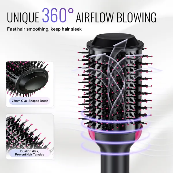 VEVOR Hair Blow Dryer Brush Ionic Hair Dryer And Styler With 2.95' Oval Barrel_voghion.com