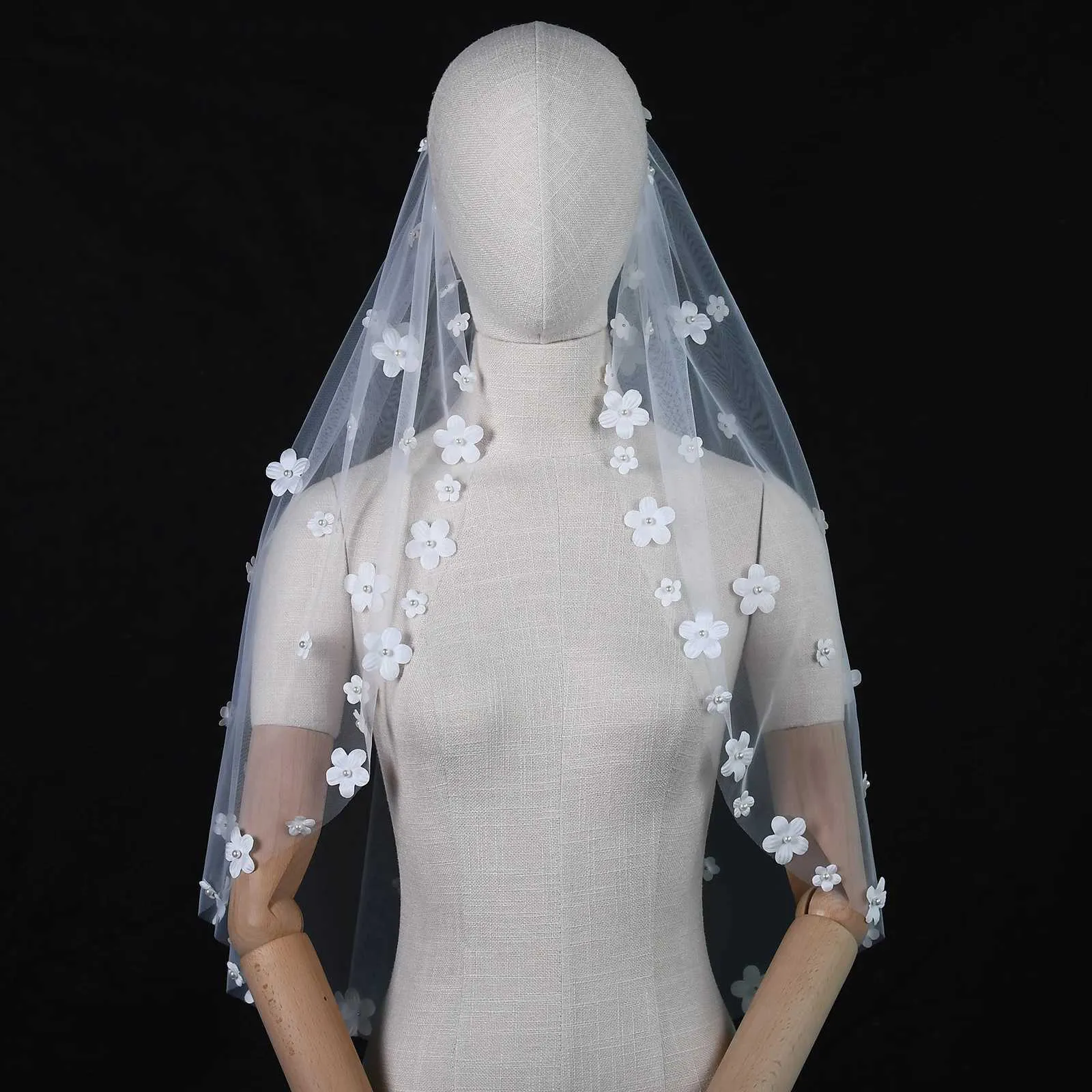 Bijoux de cheveux courts, fleurs 3D, couronne de communion, mini voile de mariée, accessoires pour enterrement de vie de jeune fille_voghion.com