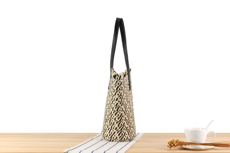 Nuova corda di carta bicolore intrecciata per pendolarismo alla moda, grande capacità, borsa a tracolla per verdure, secchiello per l'acqua_voghion.com